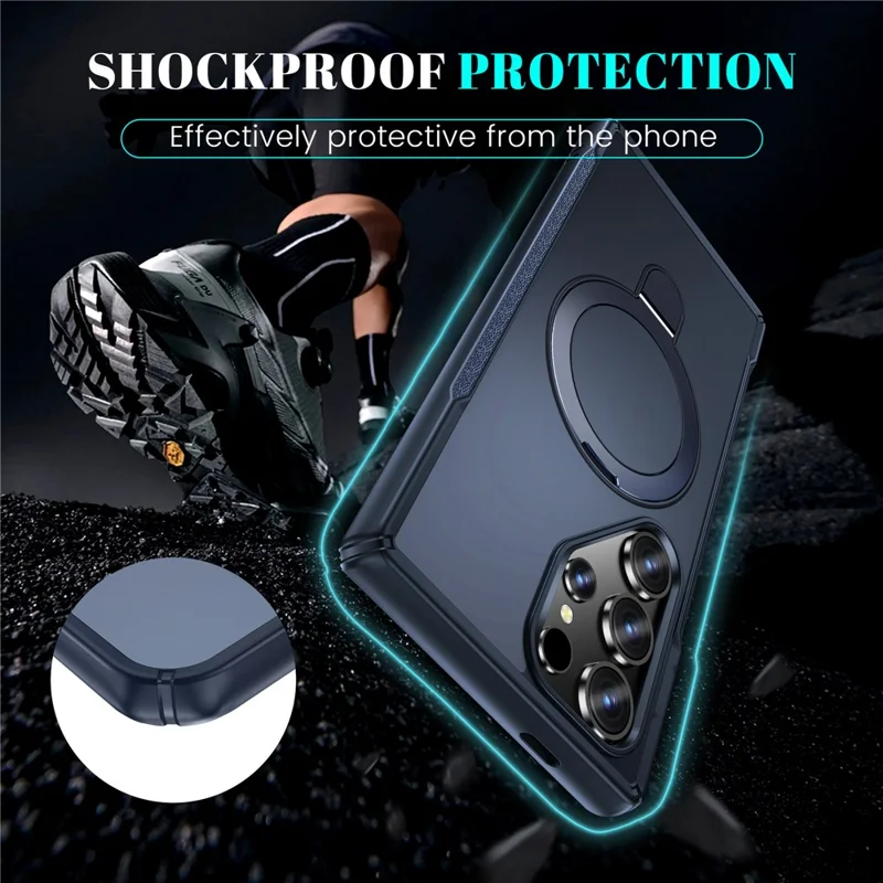 For Samsung Galaxy S24 Ultra Case with Magnetic Kickstand TPU + PC Anti Drop Phone Cover - Sapphire
