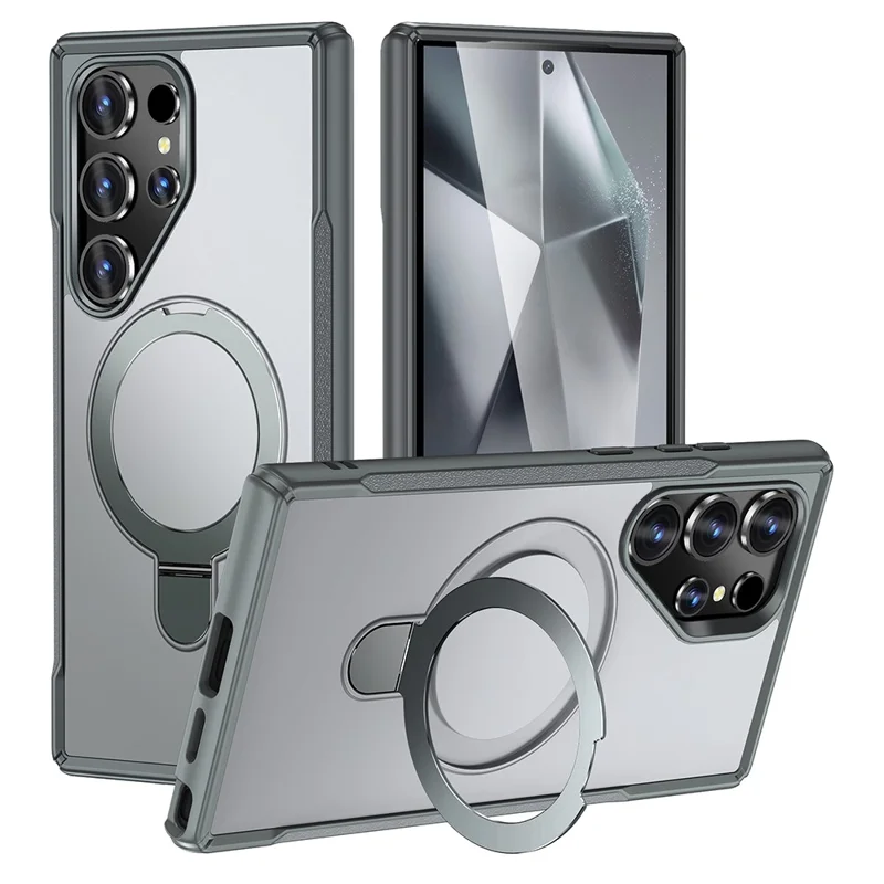 For Samsung Galaxy S24 Ultra Case with Magnetic Kickstand TPU + PC Anti Drop Phone Cover - Grey