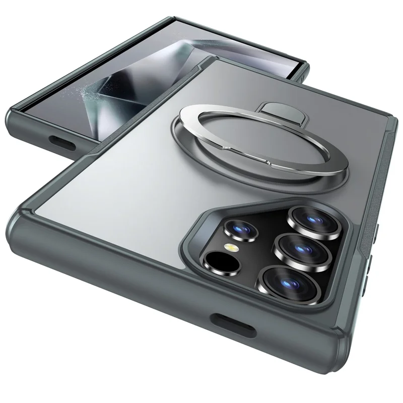 For Samsung Galaxy S24 Ultra Case with Magnetic Kickstand TPU + PC Anti Drop Phone Cover - Grey