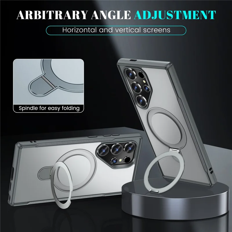 For Samsung Galaxy S24 Ultra Case with Magnetic Kickstand TPU + PC Anti Drop Phone Cover - Grey