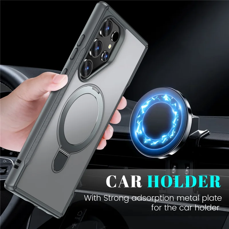 For Samsung Galaxy S24 Ultra Case with Magnetic Kickstand TPU + PC Anti Drop Phone Cover - Grey