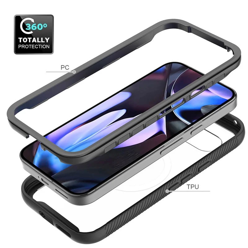 For Google Pixel 9a Magnetic Case PC + TPU Protective Phone Back Cover (No PET Film) - Black