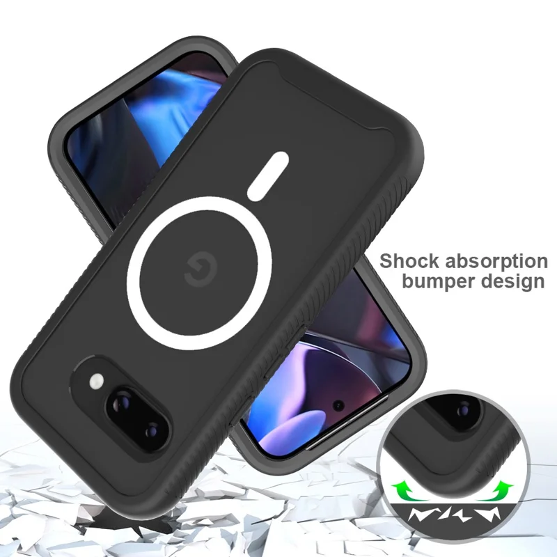 For Google Pixel 9a Magnetic Case PC + TPU Protective Phone Back Cover (No PET Film) - Black