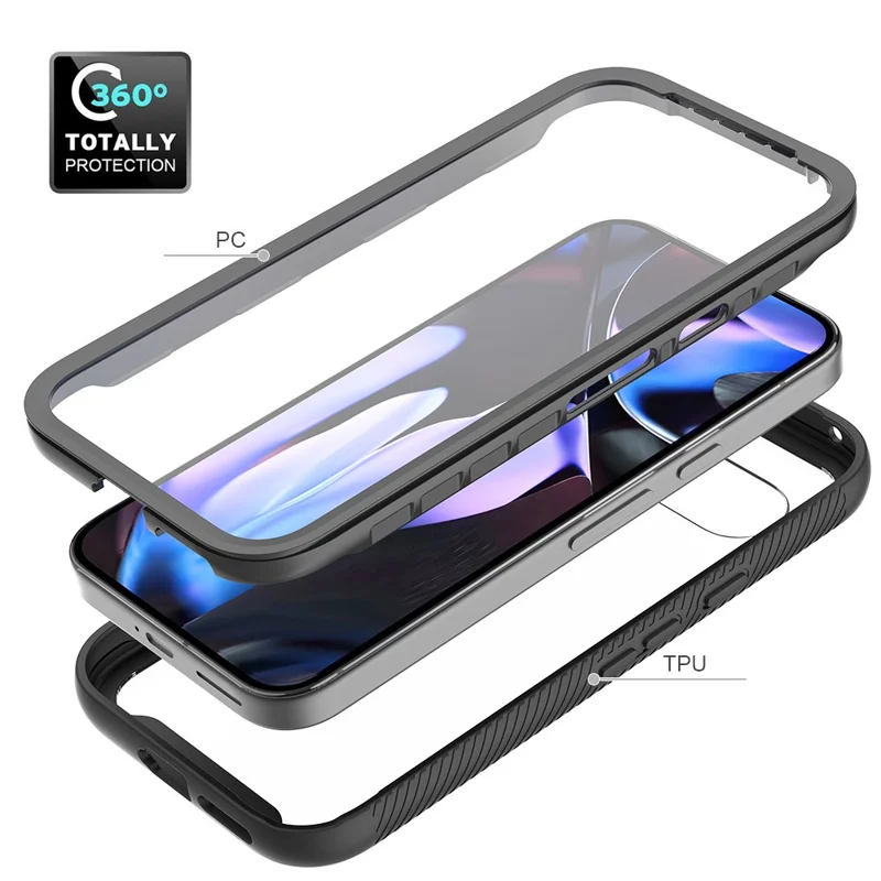 For Google Pixel 9a Case PC + TPU Phone Clear Back Cover with PET Screen Film - Baby Blue