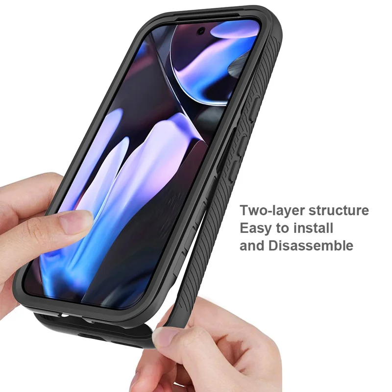 For Google Pixel 9a Case PC + TPU Phone Clear Back Cover with PET Screen Film - Baby Blue