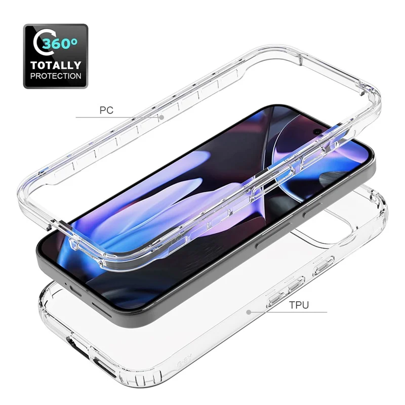 For Google Pixel 9a Case PC + TPU Gradient Color Mobile Phone Cover - Transparent