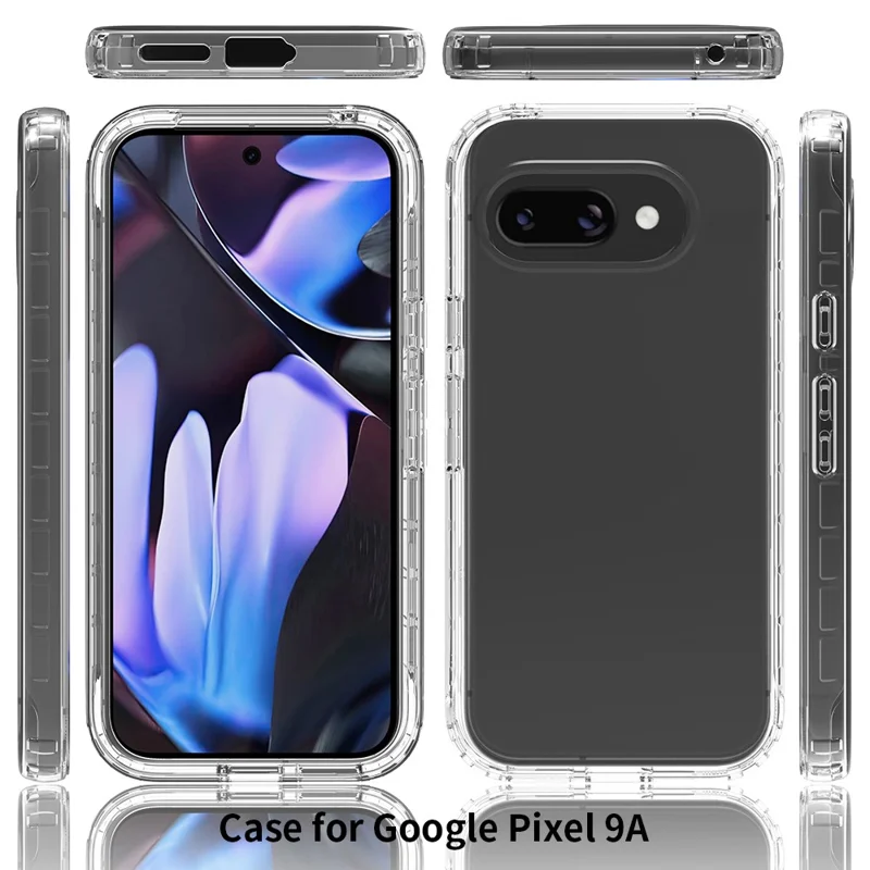 For Google Pixel 9a Case PC + TPU Gradient Color Mobile Phone Cover - Transparent