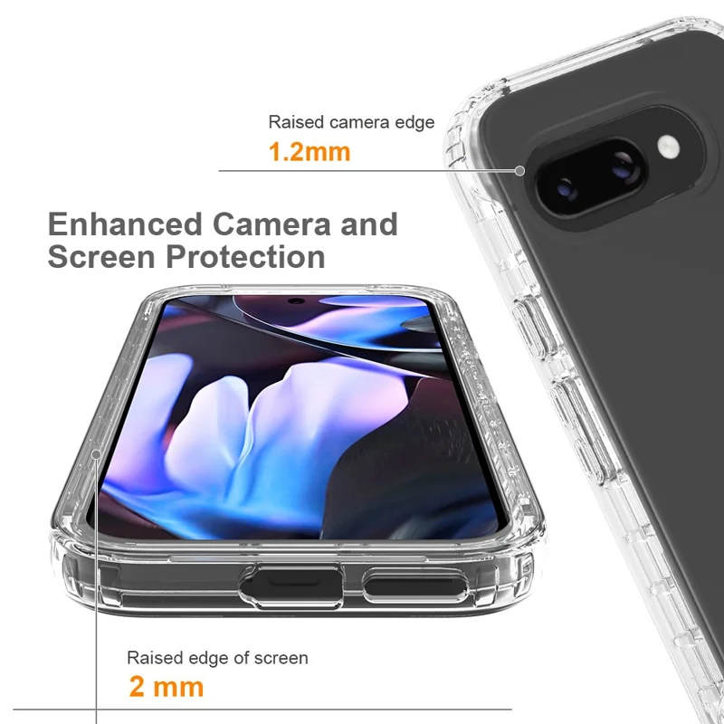 For Google Pixel 9a Case PC + TPU Gradient Color Mobile Phone Cover with PET Screen Film - Black