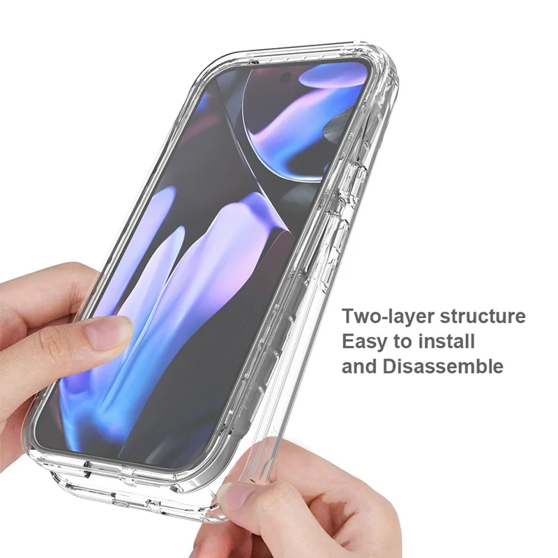 For Google Pixel 9a Case PC + TPU Gradient Color Mobile Phone Cover with PET Screen Film - Blue