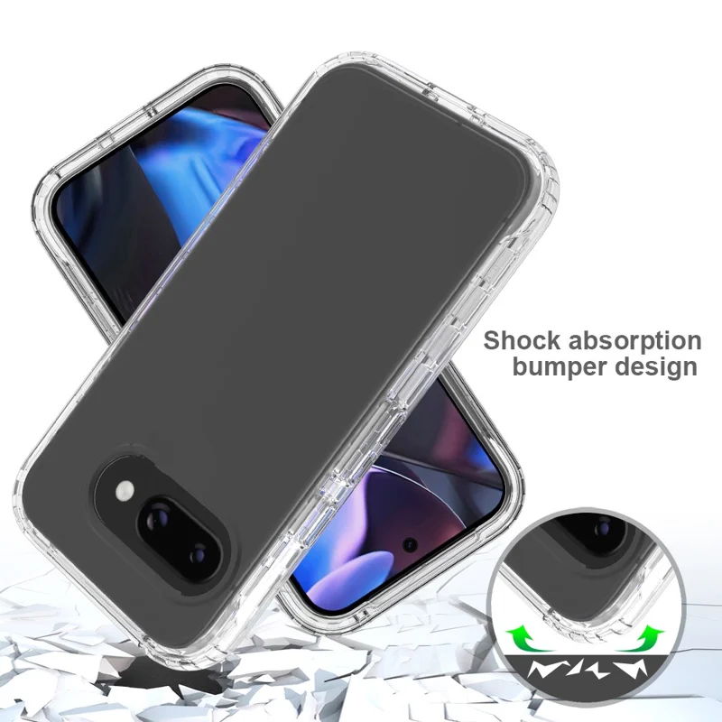 For Google Pixel 9a Case PC + TPU Gradient Color Mobile Phone Cover with PET Screen Film - Blue