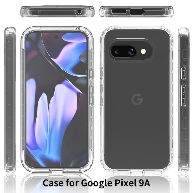 For Google Pixel 9a Case PC + TPU Gradient Color Mobile Phone Cover with PET Screen Film - Blue