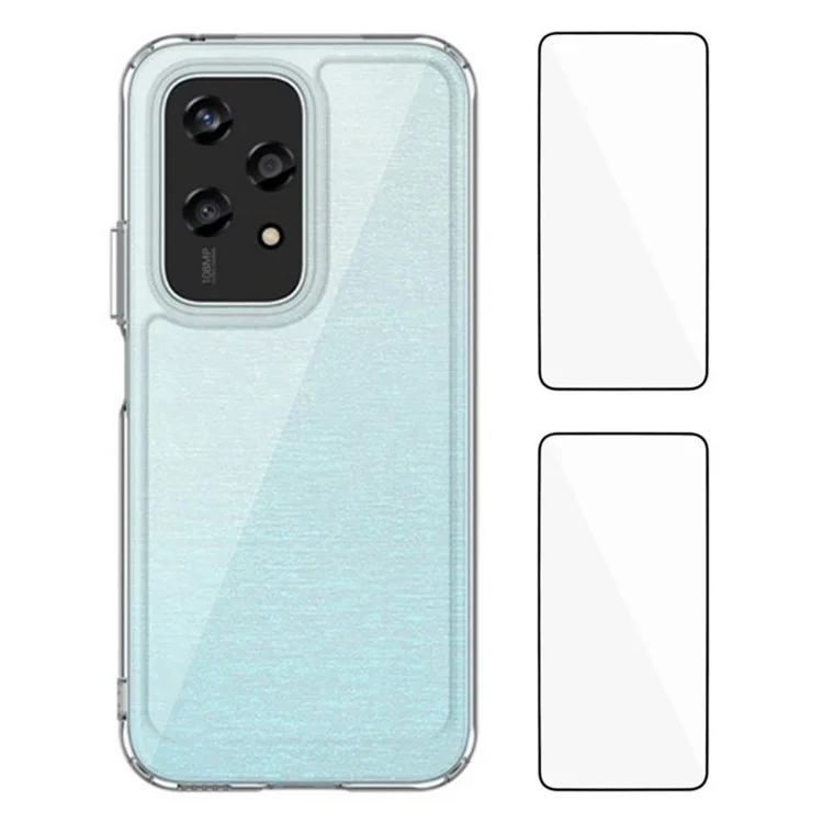 Capa WANLONFENG MF2 Series para Honor 200 Lite em TPU Acrílico Transparente com 2 Películas de Vidro Temperado