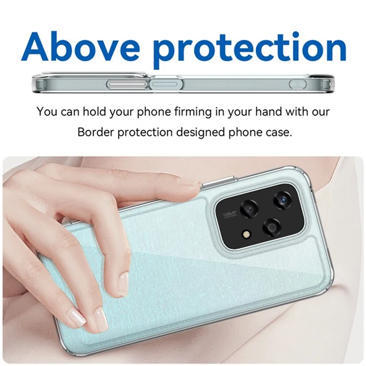 Capa WANLONFENG MF2 Series para Honor 200 Lite em TPU Acrílico Transparente com 2 Películas de Vidro Temperado