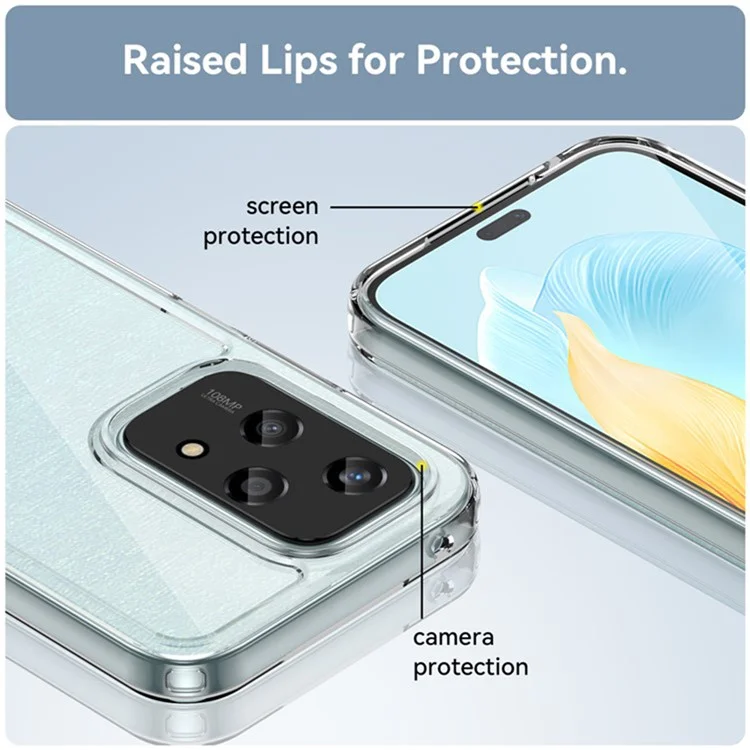 Capa WANLONFENG MF2 Series para Honor 200 Lite em TPU Acrílico Transparente com 2 Películas de Vidro Temperado