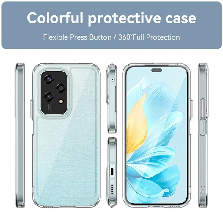 Capa WANLONFENG MF2 Series para Honor 200 Lite em TPU Acrílico Transparente com 2 Películas de Vidro Temperado