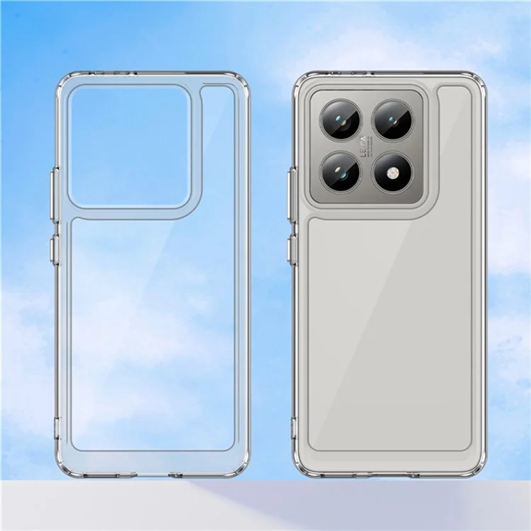 WANLONFENG Serie MF2 per Xiaomi 14T Pro Custodia TPU Copertura in acrilico trasparente per telefono con 2 pellicole in vetro temperato