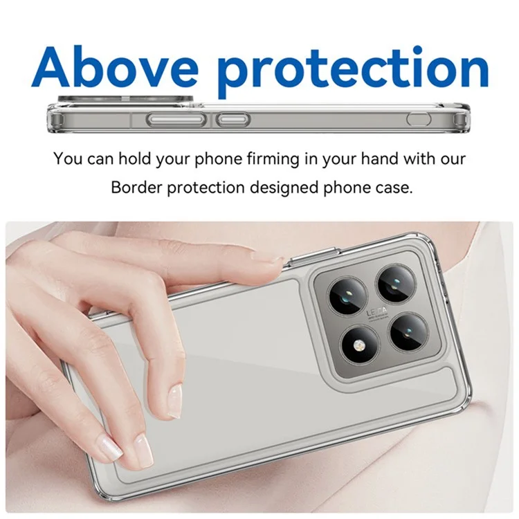 WANLONFENG Serie MF2 per Xiaomi 14T Pro Custodia TPU Copertura in acrilico trasparente per telefono con 2 pellicole in vetro temperato
