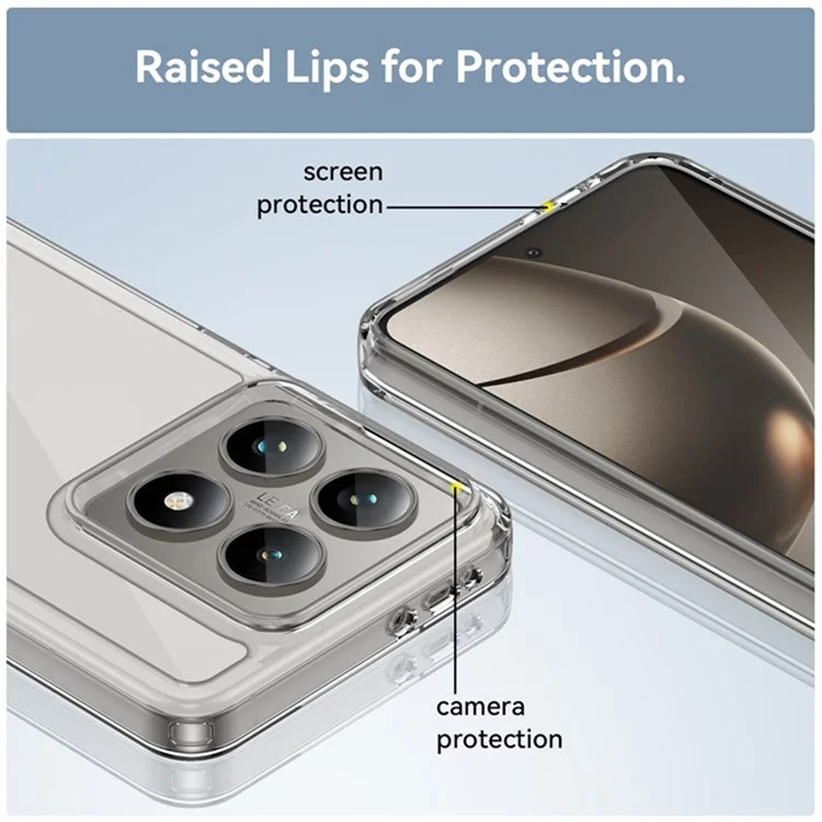WANLONFENG Serie MF2 per Xiaomi 14T Pro Custodia TPU Copertura in acrilico trasparente per telefono con 2 pellicole in vetro temperato