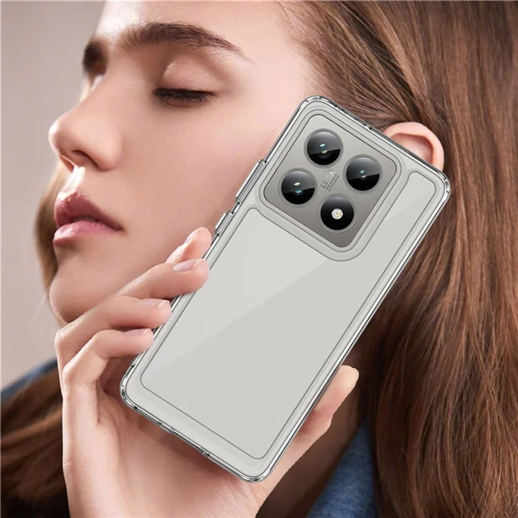 WANLONFENG Serie MF2 per Xiaomi 14T Pro Custodia TPU Copertura in acrilico trasparente per telefono con 2 pellicole in vetro temperato