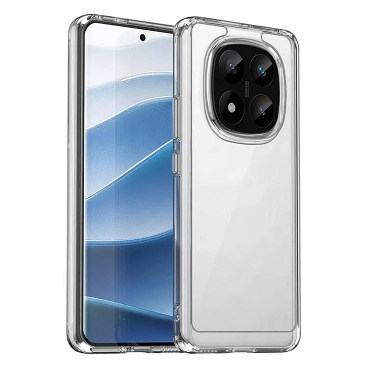 Funda WANLONFENG MF2 Series para Xiaomi Redmi Note 14 Pro+ 5G de TPU acrílico transparente con 2 Láminas de Vidrio Templado