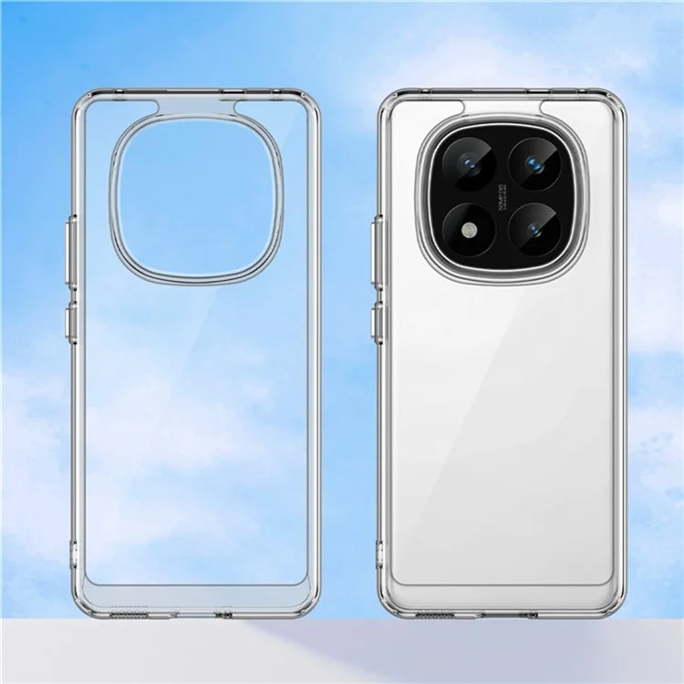 Funda WANLONFENG MF2 Series para Xiaomi Redmi Note 14 Pro+ 5G de TPU acrílico transparente con 2 Láminas de Vidrio Templado