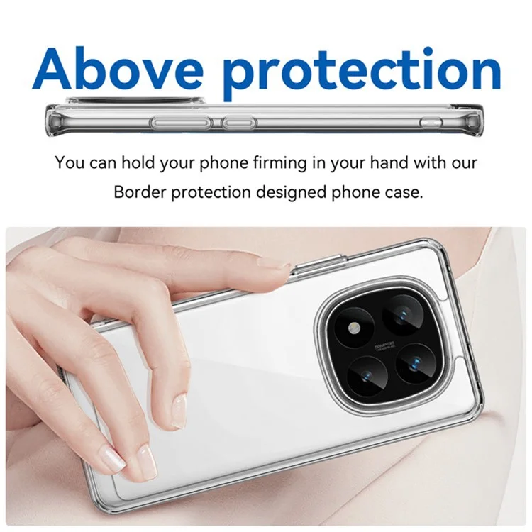 Funda WANLONFENG MF2 Series para Xiaomi Redmi Note 14 Pro+ 5G de TPU acrílico transparente con 2 Láminas de Vidrio Templado