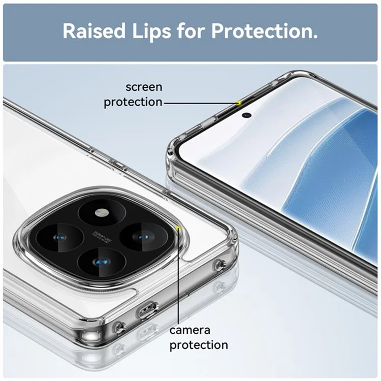 Funda WANLONFENG MF2 Series para Xiaomi Redmi Note 14 Pro+ 5G de TPU acrílico transparente con 2 Láminas de Vidrio Templado