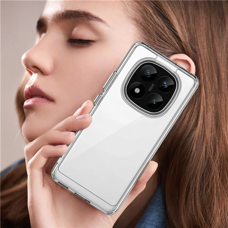 Funda WANLONFENG MF2 Series para Xiaomi Redmi Note 14 Pro+ 5G de TPU acrílico transparente con 2 Láminas de Vidrio Templado