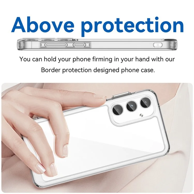 WANLONFENG MF2 Series For Samsung Galaxy A05s 4G Case TPU Acrylic Clear Phone Cover with 2Pcs Tempered Glass Film