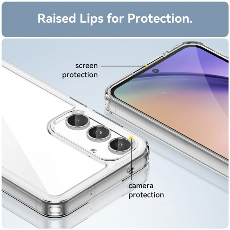 WANLONFENG MF2 Series For Samsung Galaxy A05s 4G Case TPU Acrylic Clear Phone Cover with 2Pcs Tempered Glass Film