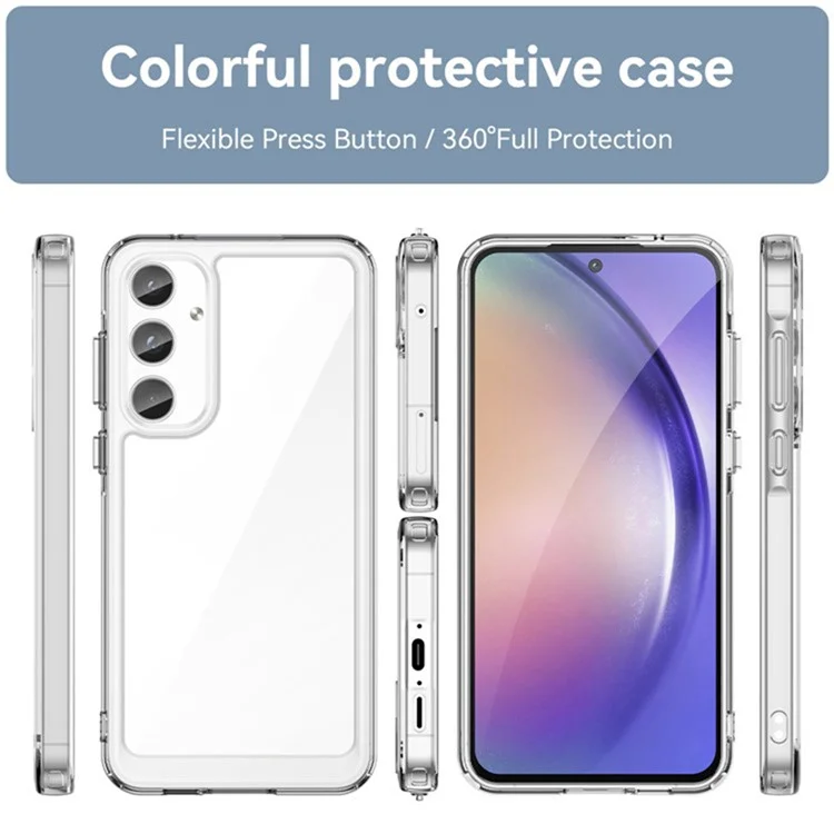 WANLONFENG MF2 Series For Samsung Galaxy A05s 4G Case TPU Acrylic Clear Phone Cover with 2Pcs Tempered Glass Film