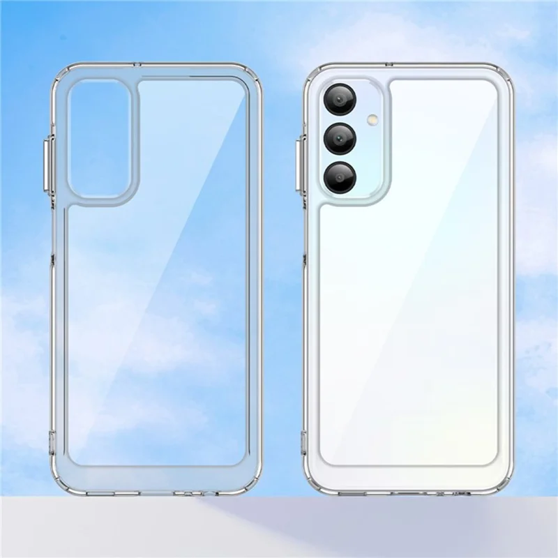 WANLONFENG MF2 Série Étui en TPU Acrylique Transparent pour Samsung Galaxy A15 4G avec 2 Films de Protection en Verre Trempé