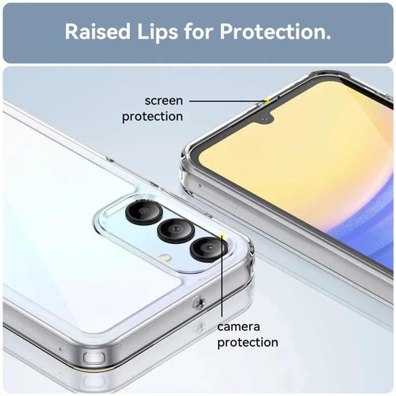 WANLONFENG MF2 Série Étui en TPU Acrylique Transparent pour Samsung Galaxy A15 4G avec 2 Films de Protection en Verre Trempé