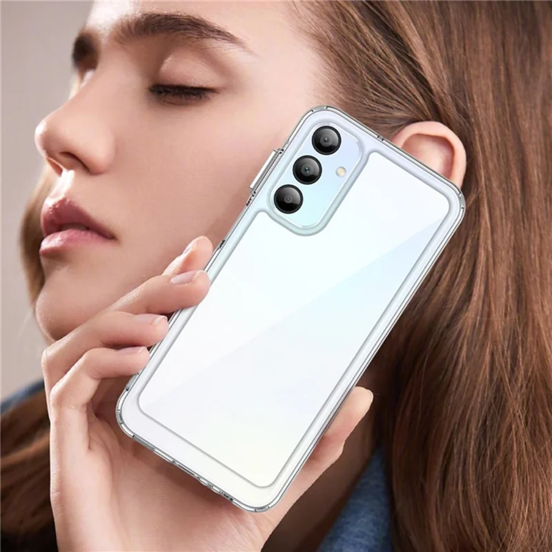 WANLONFENG MF2 Série Étui en TPU Acrylique Transparent pour Samsung Galaxy A15 4G avec 2 Films de Protection en Verre Trempé