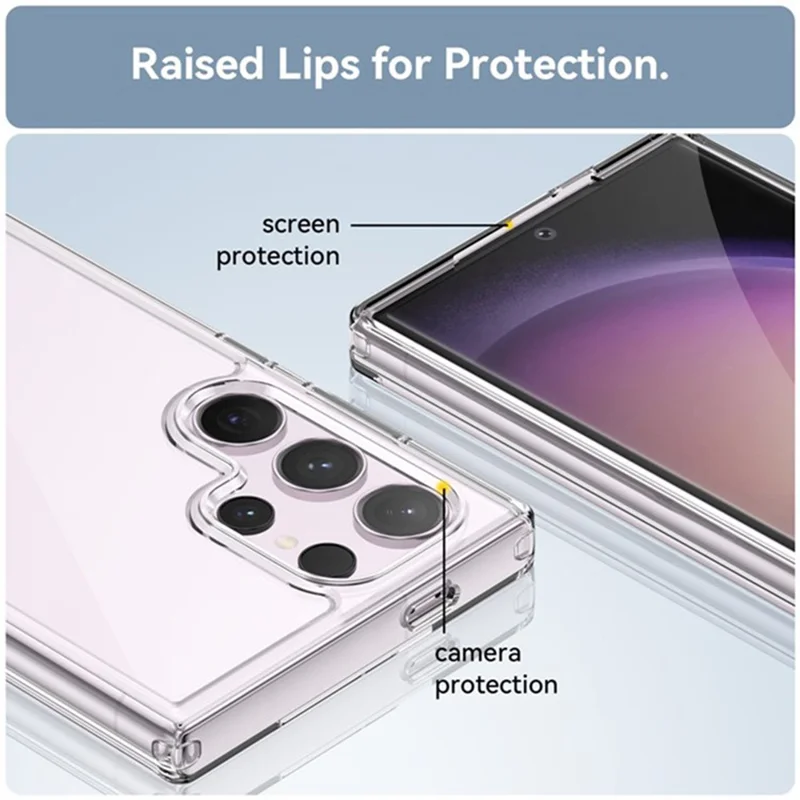 WANLONFENG MF2 Serie Funda de TPU y Acrílico Transparente para Samsung Galaxy S24 Ultra con 2 Películas de Vidrio Templado