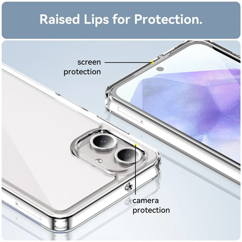 WANLONFENG MF2 Series For Samsung Galaxy A06 4G Case TPU Acrylic Clear Phone Cover with 2Pcs Tempered Glass Film