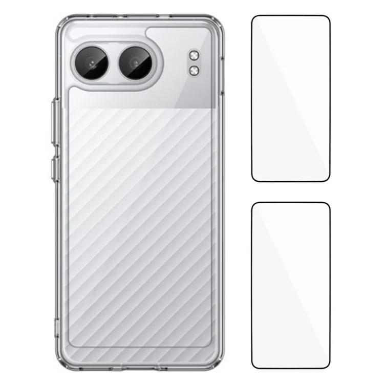 WANLONFENG MF2 Series For OnePlus Nord 4 Case TPU Acrylic Clear Phone Cover with 2Pcs Tempered Glass Film