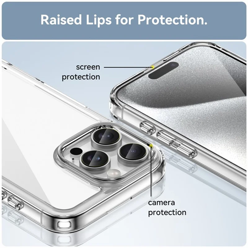 Capa WANLONFENG MF2 Series para iPhone 16 Pro Max em TPU Acrílico Transparente com 2 Películas de Vidro Temperado