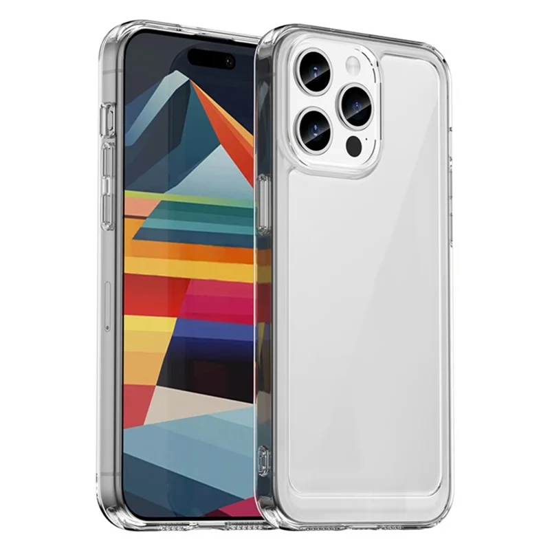WANLONFENG MF2 Serie Handyhülle für iPhone 15 Pro TPU Acryl Transparent Schutzhülle mit 2 Stück Panzerglas