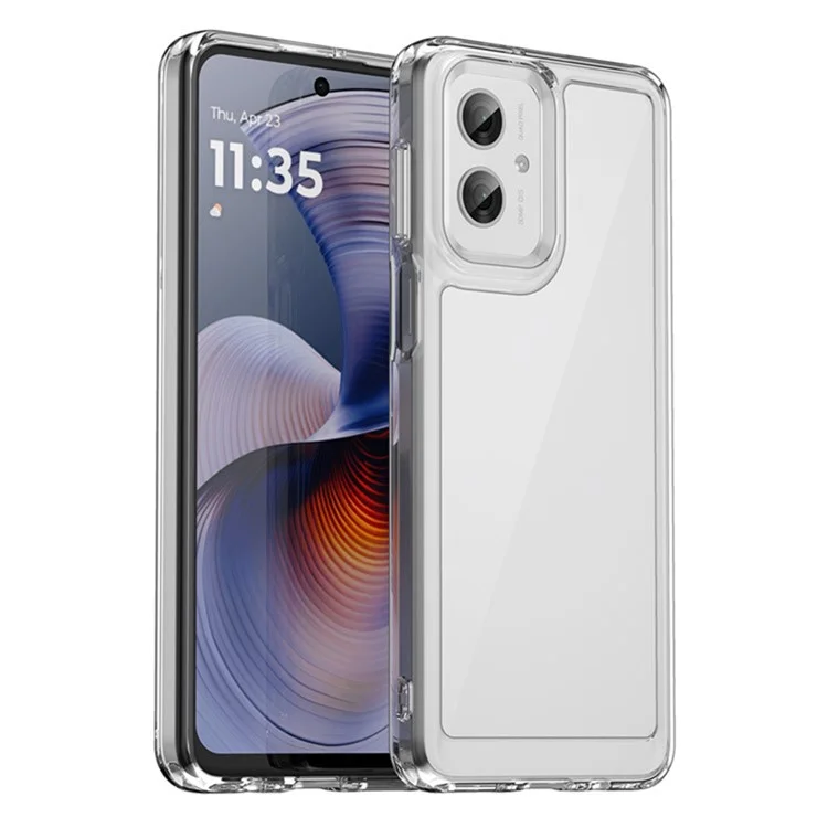 Serie WANLONFENG MF2 para Motorola Moto G55 5G Funda TPU Cubierta de teléfono acrílica transparente con 2 piezas de película de vidrio templado