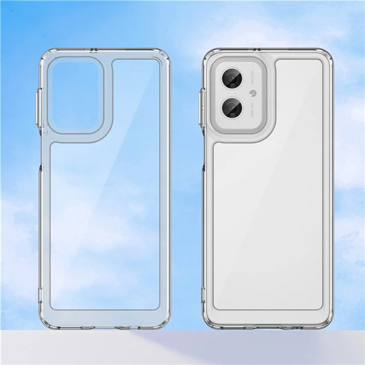 Serie WANLONFENG MF2 para Motorola Moto G55 5G Funda TPU Cubierta de teléfono acrílica transparente con 2 piezas de película de vidrio templado
