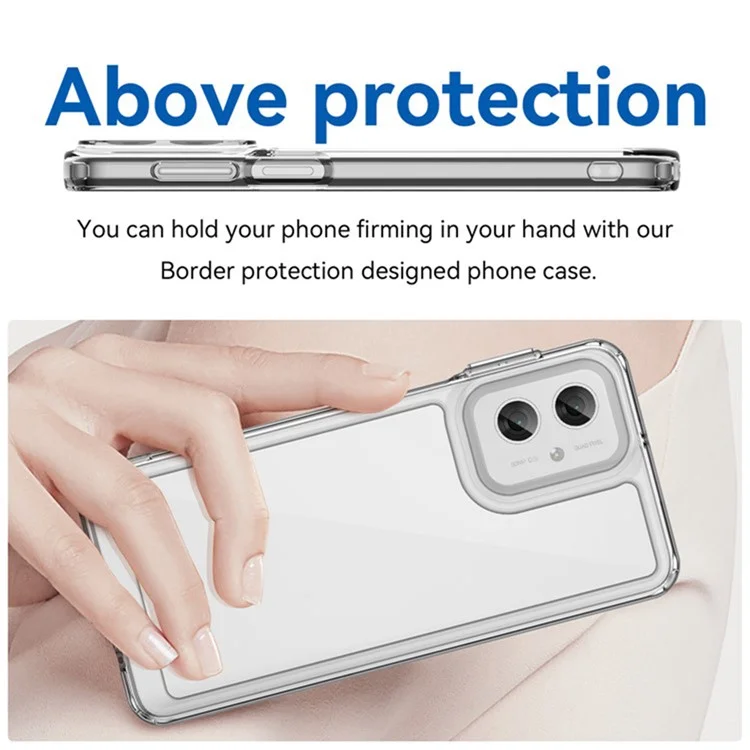 Serie WANLONFENG MF2 para Motorola Moto G55 5G Funda TPU Cubierta de teléfono acrílica transparente con 2 piezas de película de vidrio templado