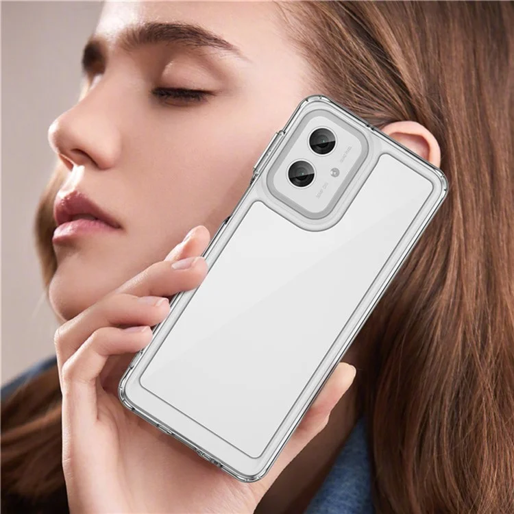 Serie WANLONFENG MF2 para Motorola Moto G55 5G Funda TPU Cubierta de teléfono acrílica transparente con 2 piezas de película de vidrio templado