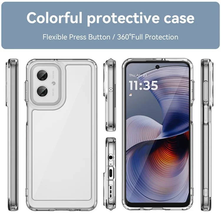 Serie WANLONFENG MF2 para Motorola Moto G55 5G Funda TPU Cubierta de teléfono acrílica transparente con 2 piezas de película de vidrio templado