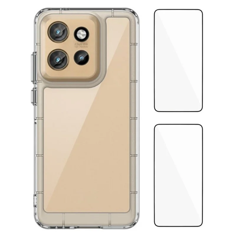 Serie WANLONFENG MF2 per Motorola Edge 50 Neo 5G Custodia TPU Copertura telefonica acrilica trasparente con 2 pellicole in vetro temperato
