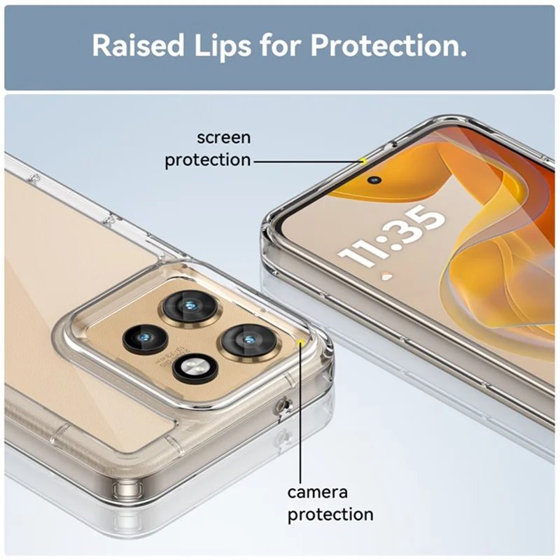 Serie WANLONFENG MF2 per Motorola Edge 50 Neo 5G Custodia TPU Copertura telefonica acrilica trasparente con 2 pellicole in vetro temperato
