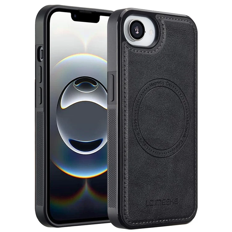LC.IMEEKE Funda Magnética para iPhone 16e Compatible con MagSafe - Cubierta Trasera de Cuero y TPU - Negro