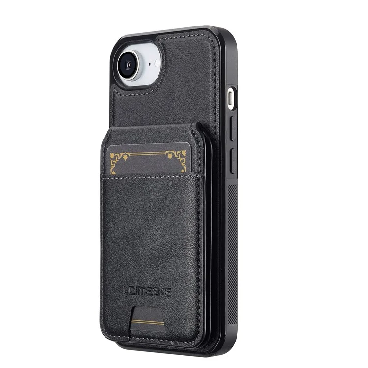 LC.IMEEKE L3 Funda Magnética con Tarjetero Desmontable de Cuero y TPU para iPhone 16e - Negro