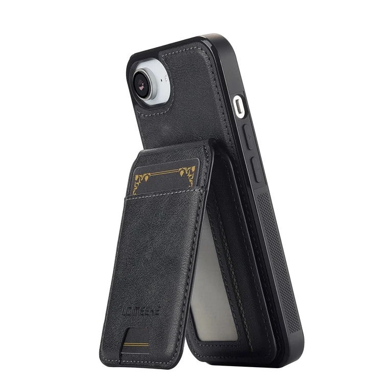 LC.IMEEKE L3 Funda Magnética con Tarjetero Desmontable de Cuero y TPU para iPhone 16e - Negro