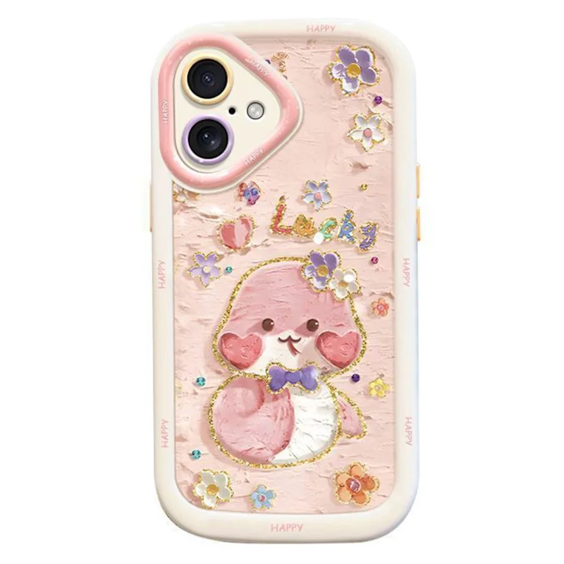 For iPhone 16 Plus Case with Strap Lucky Snake Pattern Design TPU + PC Protective Phone Cover